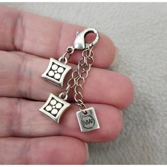 Silver NW Marked Clip on Charm Square Dice Designer Marked - Picture 3 of 8